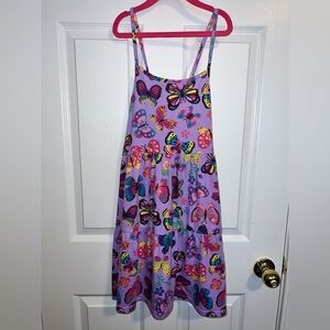Girls sz 16 Purple Butterfly Tiered Dress